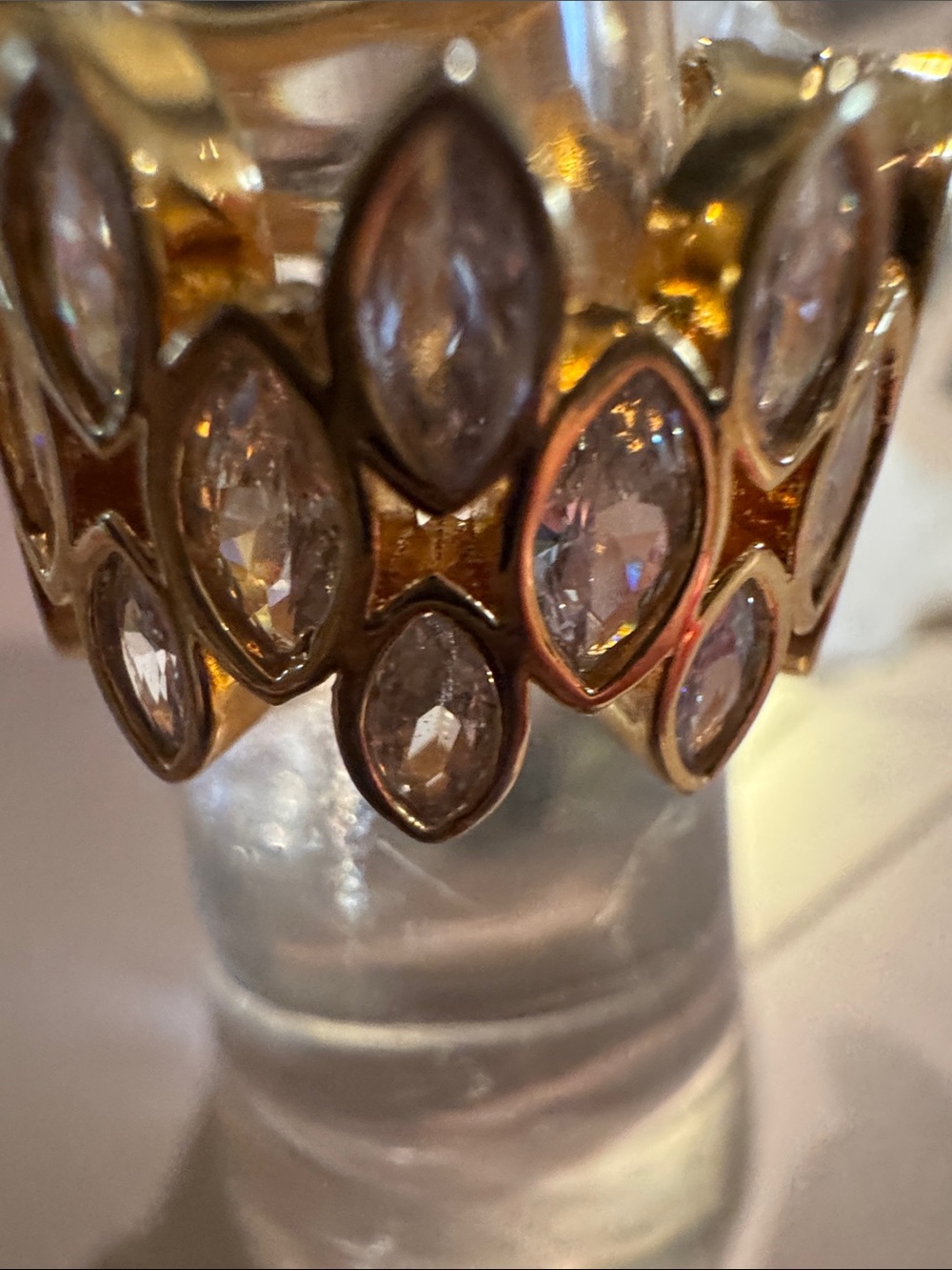 Gold Marquise Crystal Statement Ring - Women Jewelry - Picture 2 of 2